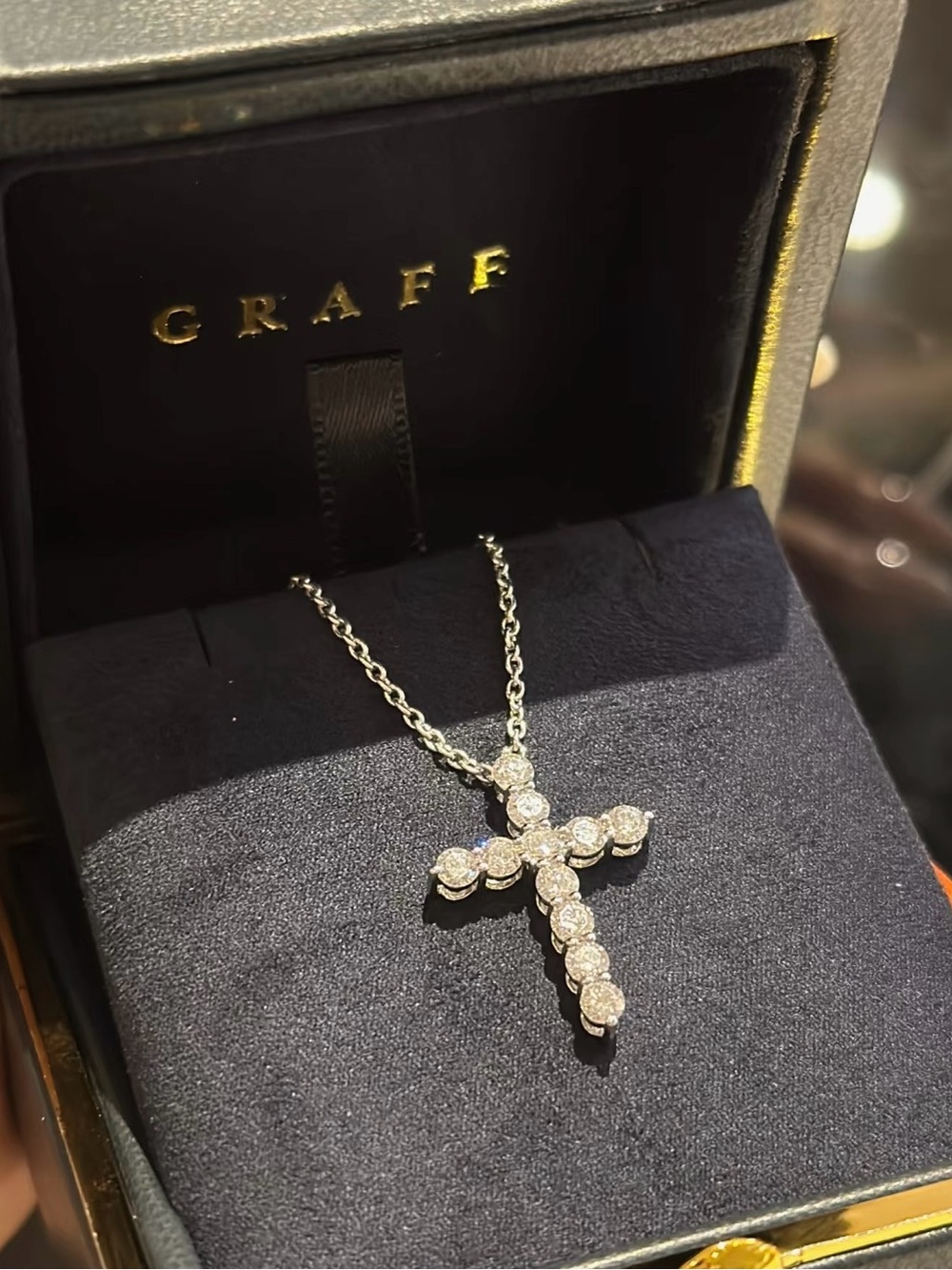 Graff White Diamond Cross Necklace in White Gold